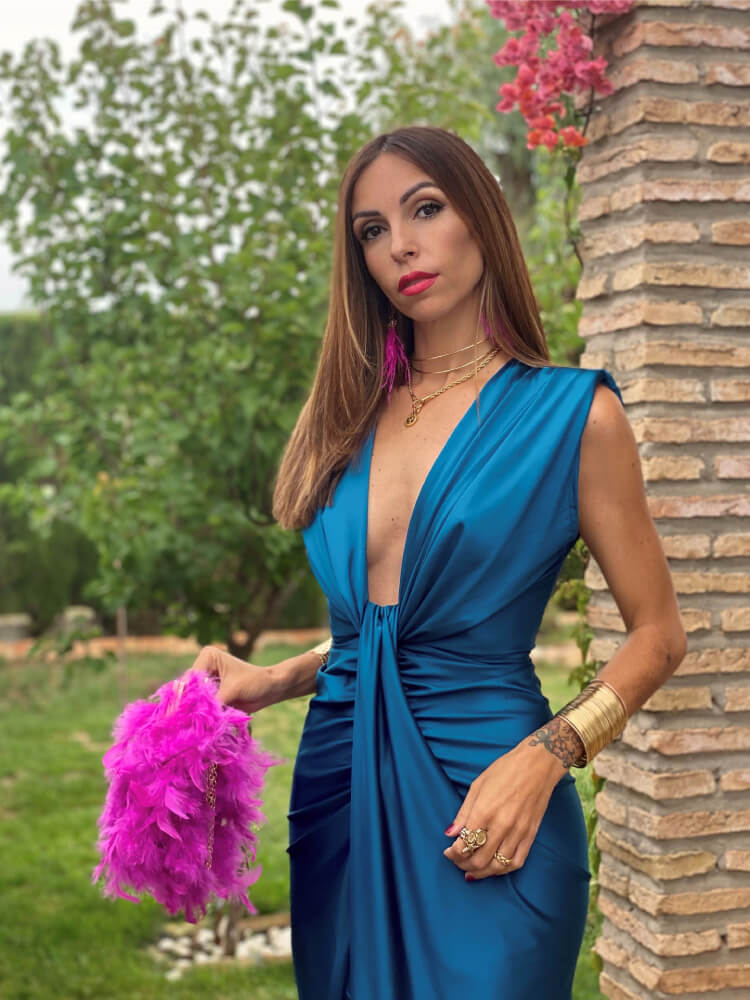 Vestido Estefy Azul petroleo